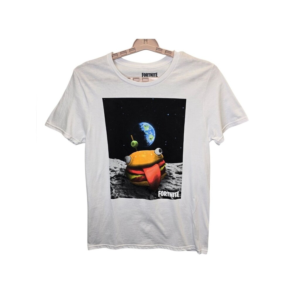 Fortnite Men's M Burger Space White Graphic Short Sleeve T-shirt NWOT
